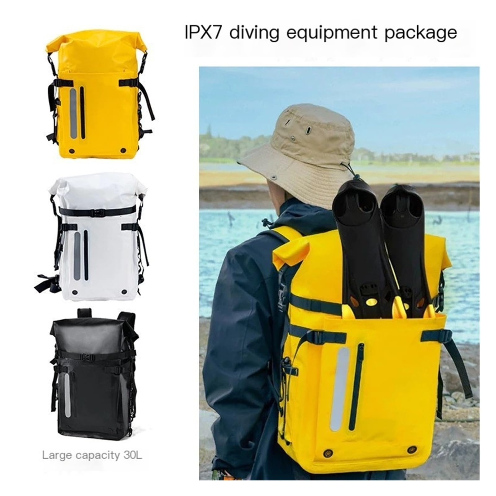 Sac à Dos étanche pour Plongée, Natation, Rafting, Sac Multifonctionnel d'extérieur