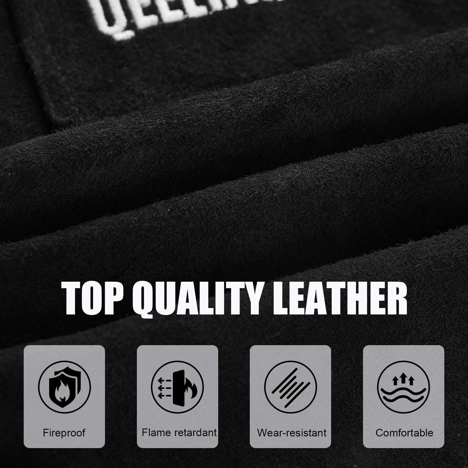QeeLink Tablier de Soudeur en Cuir avec 6 Poches, Tablier de Travail Résistant à la Chaleur et aux Flammes