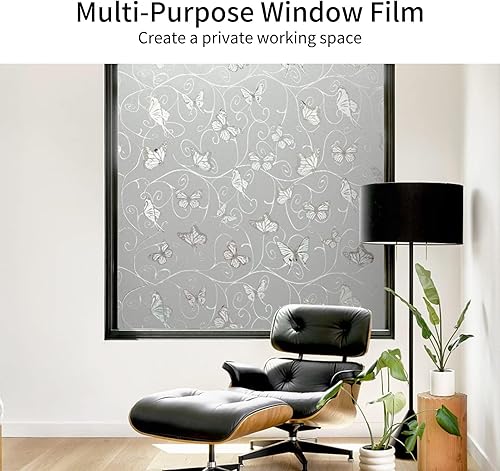 Miniatura 5 de DKTIE Película decorativa para ventana de adherencia estática con herramientas de instalación, película de privacidad no adhesiva, película de