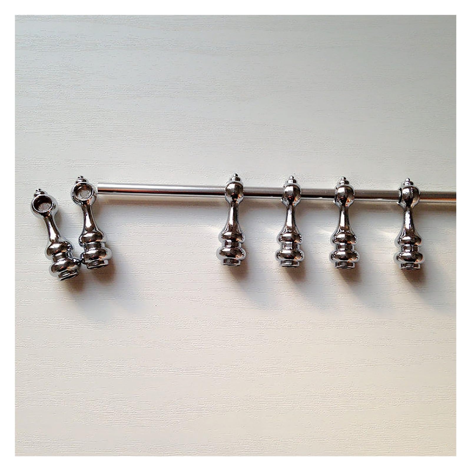 JYHHCYS Decorative Tipping Shelf Rails Silver, Gallery Shelf Rail Kit with 6 Posts & 1 Rod & Screws, 0.2in Diameter Metal Spindles for Cabinets And Bookshelves(45in/114.3cm)