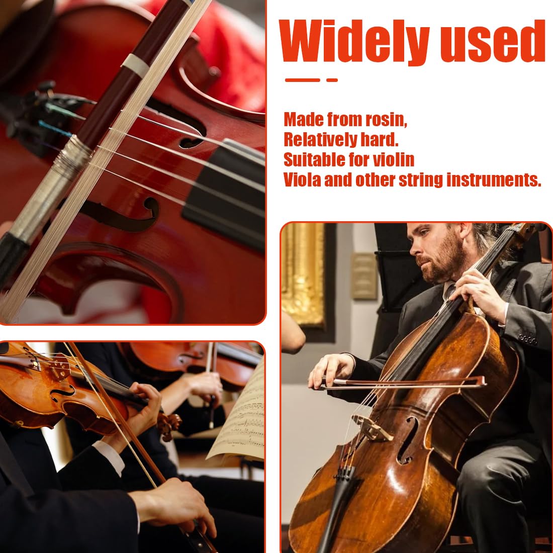 IKOPFLN Pece per Violino, Pece per Violoncello, Colofonia Violino Pece Naturale per Archi - Adatta a Violino, Viola, Violoncello - Presa Ottima, Adesione Forte e Poca Polvere, 4 pezzo
