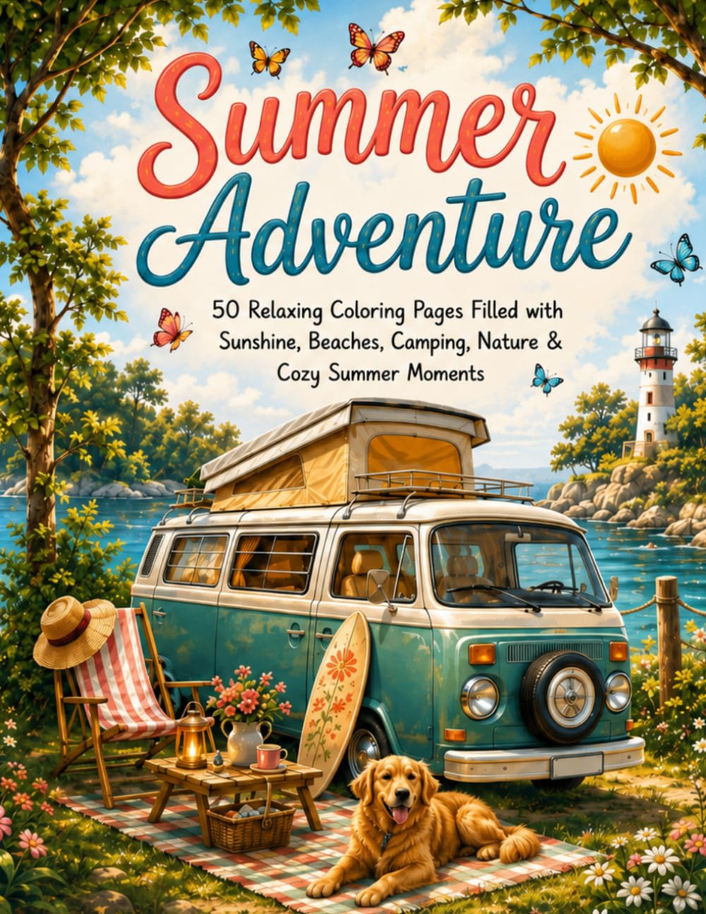 Summer Adventure: 50 Relaxing Coloring Pages Filled with Sunshine, Beaches, Camping, Nature & Cozy Summer Moments