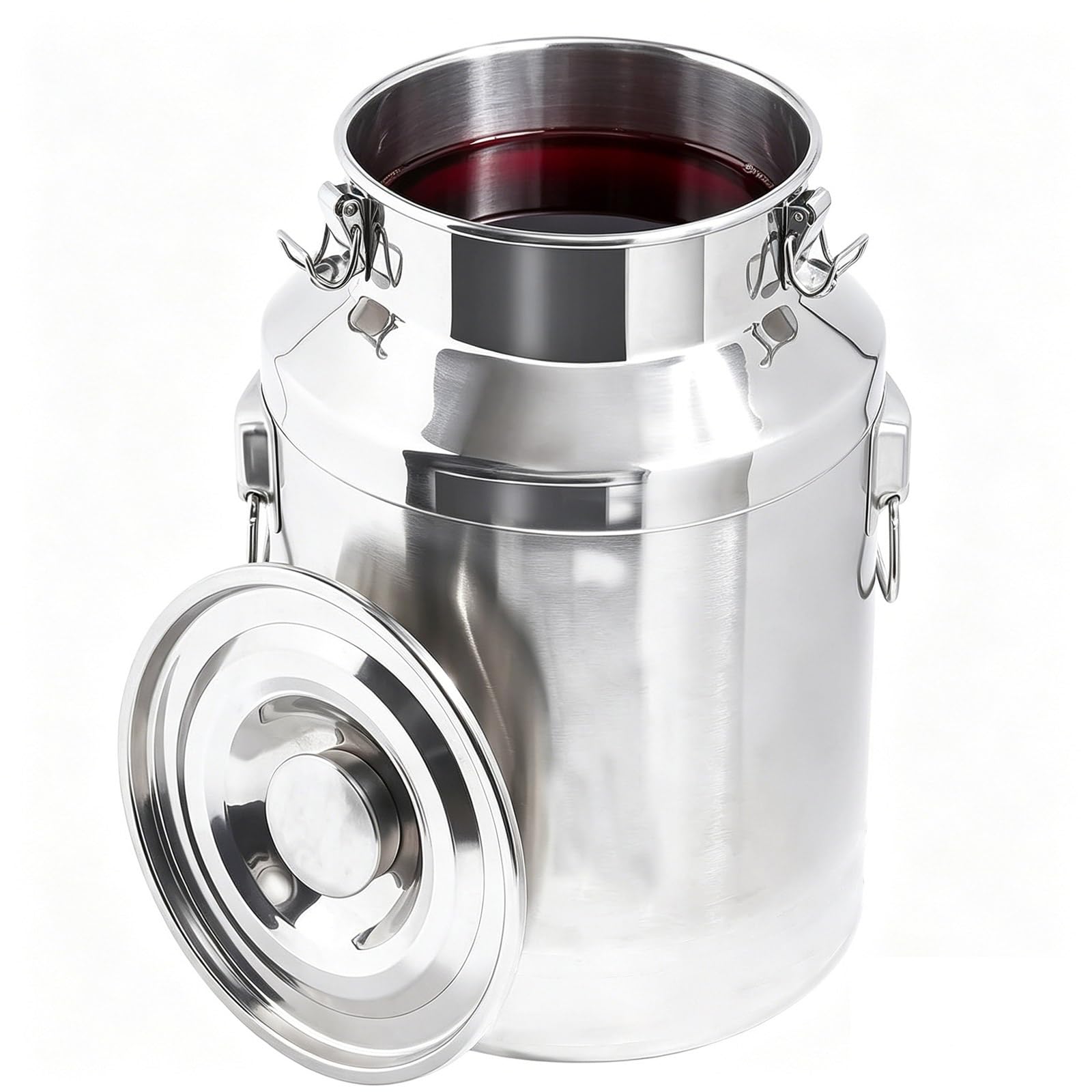 Lechera Acero Inoxidable 5L 8L 9L 10L 14L 28L Resistente con Tapa y Asa Jarra de Leche Hermética para Almacenamiento Seguro de Alimentos y Líquidos(No Spigot,7L/1.85Gal)