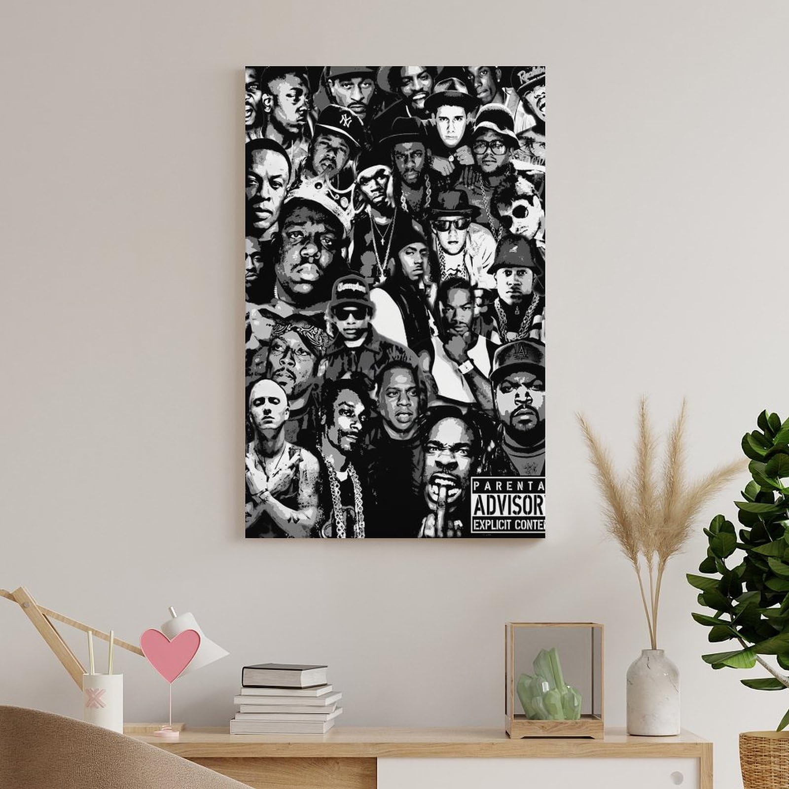 Poster su tela, motivo: cantante rap, hip hop, tutte le stelle, stampa artistica da parete, poster decorativo per la stanza, 40 x 60 cm, confezione da 8