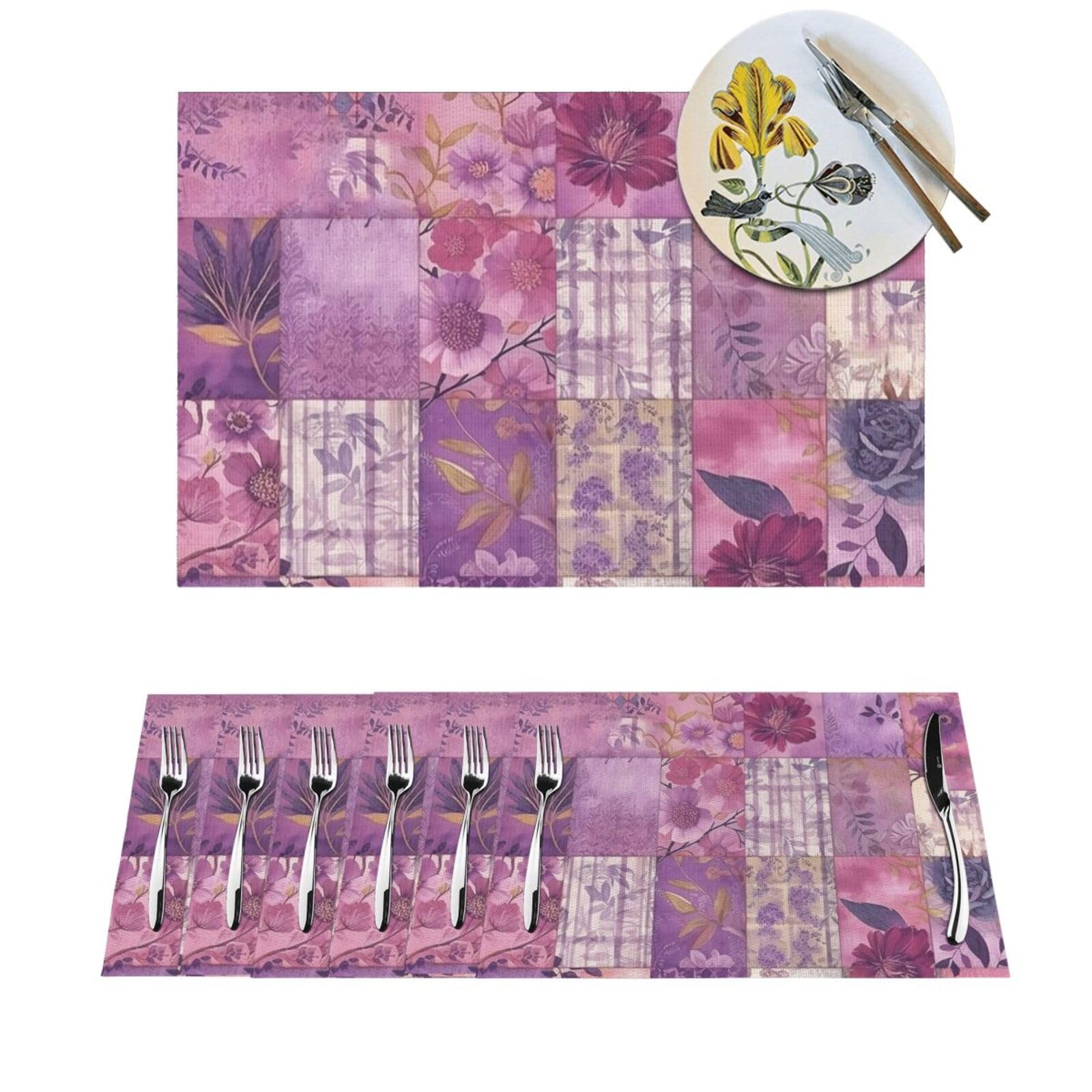 Sets de table tissés anti-chaleur violets pour protéger et décorer votre cuisine