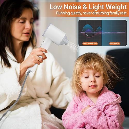 Miniatura 6 de Secador de pelo profesional, secador de pelo iónico de 1600 W con pantalla LED y boquilla magnética, secador de pelo portátil con 4 temperaturas y 3