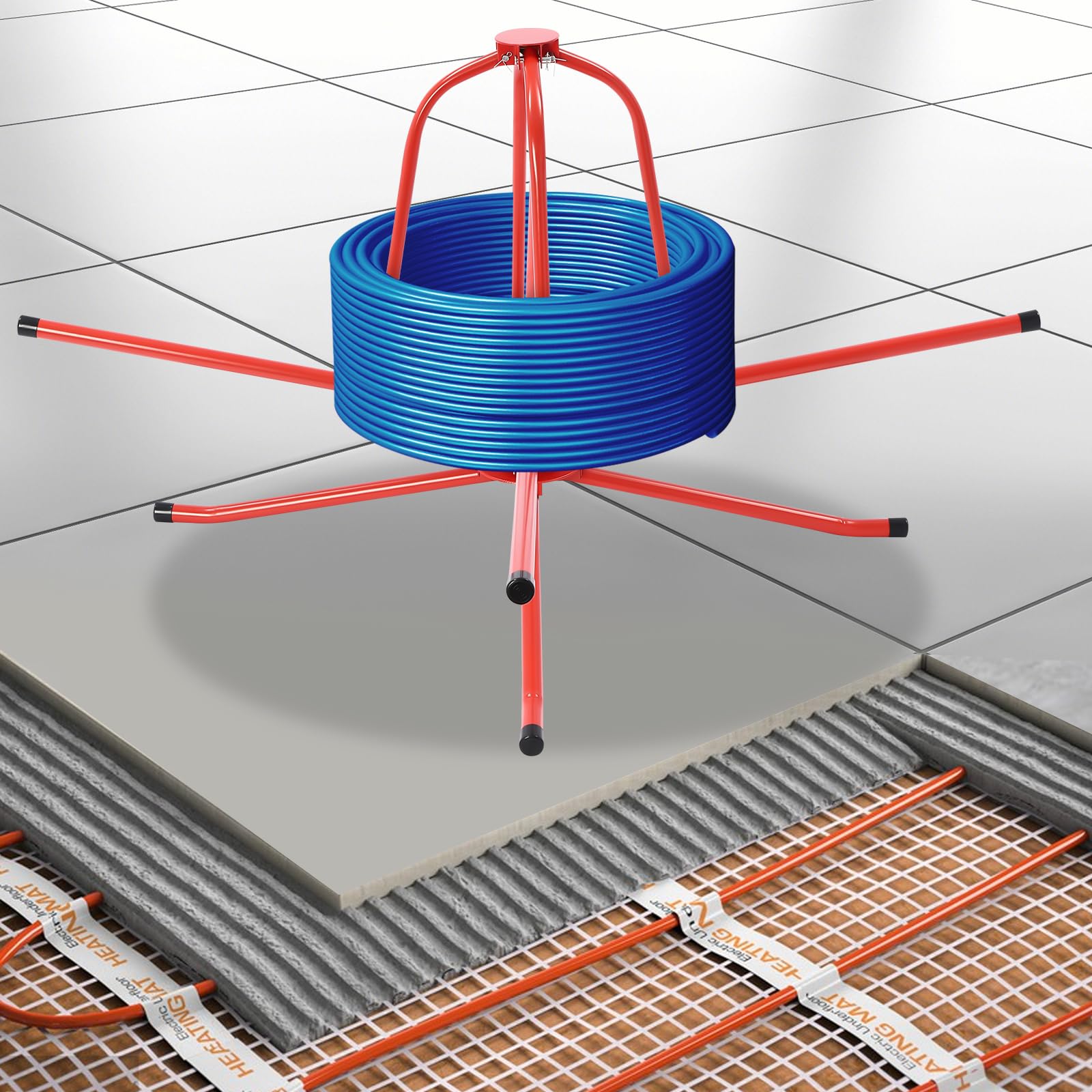 Max.400LBS - Bobina de tubo de calefacción por suelo radiante para PEX PERT AL/PEX, tubo compuesto de un solo rodamiento para calefacción por suelo radiante, enrollador de cables, enrollador con bolsa