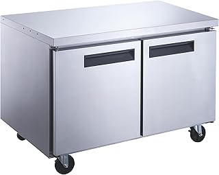 FSE 373-DUC60F 60" Undercounter Freezer, 2-Section, Stainless Steel, 0°F to -8°F, Digital Temp Control, Bottom Mount 1/2 HP Compressor, 2 Shelves, LED Display, Self-Contained Refrigeration