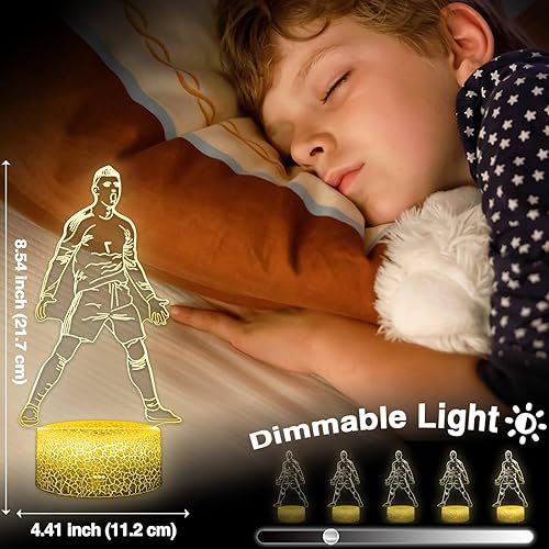 Miniatura 3 de Siuuuu Celebration Soccer Night Light 3D Illusion, 16 Colors Touch and Remote Control Dimmable Lamp, Soccer Player Room Decorations Boys Girls Gifts
