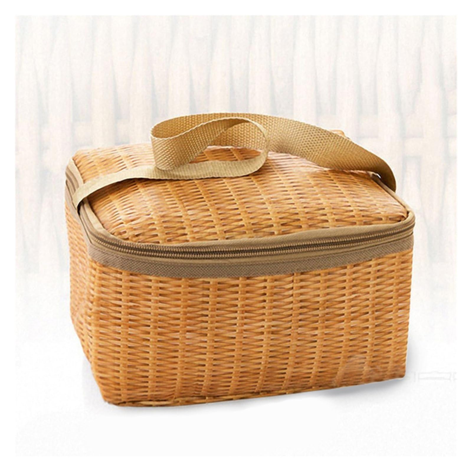 Cesta Picnic Bolsa de mimbre for Picnic al aire libre, vajilla impermeable, cestas for acampar