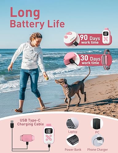 Miniatura 5 de Collar de entrenamiento para perros sin golpes, pitido y vibrante con control remoto de 2800 pies, collar de vibración para perros pequeños,