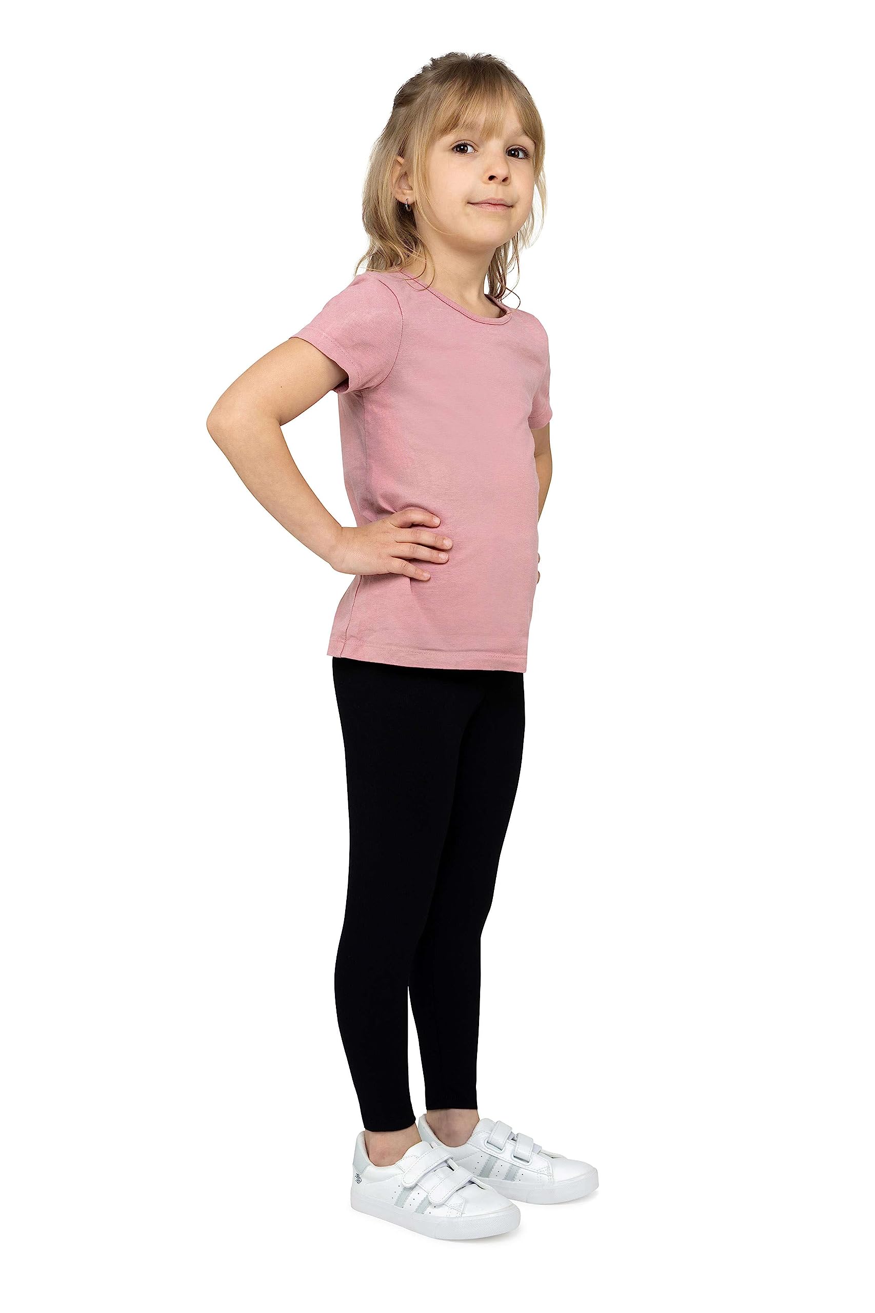 looksy Leggings per Ragazze Tessuto di Cotone Traspirante Lunghezza alla Caviglia Colori Classici Vivaci Tinta Unita Abbigliamento Sportivo per Bambini Taglie per la Danza Scolastica 3-13 Anni
