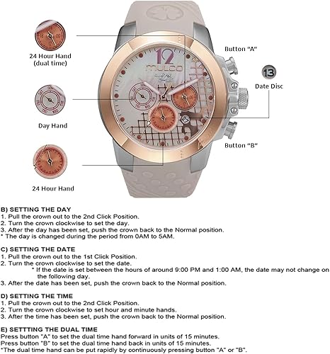 Miniatura 6 de MULCO Watches for Women -Era 50, Silver Stainless Steel Case with Wrist Silicone Band, Quartz Multifunctional Movement, Large Face Analog Display -