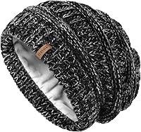 Vista 16 de FURTALK Gorros de invierno para mujer, con forro polar, gorro de punto holgado y cálido, gorro de esquí Gris claro