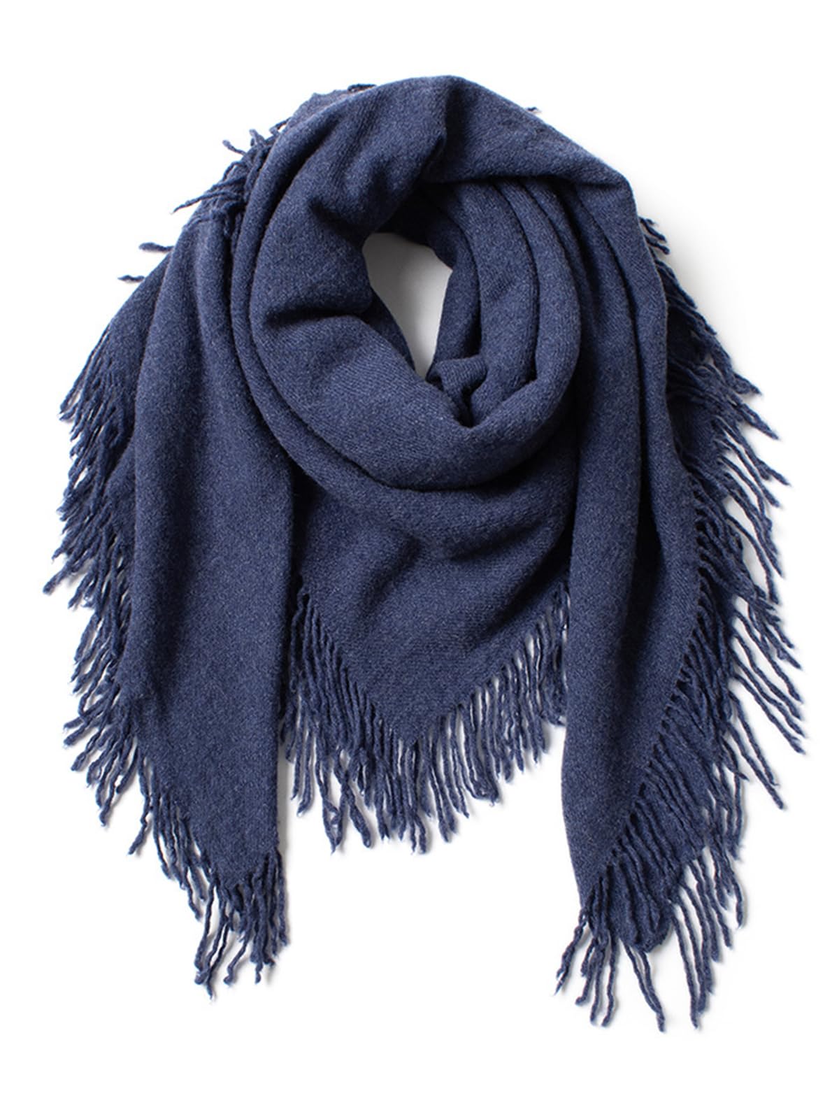 YUONNY Mujer Cachemira Bufanda Chal Cuadrada con Flecos, 100% Cachemir Borla Grande Pañuelo en Otoño Invierno, Moda Suave Cálido Chales Manta Mantón Cuello Calentador Bufanda Cabo Color Sólido Blue F