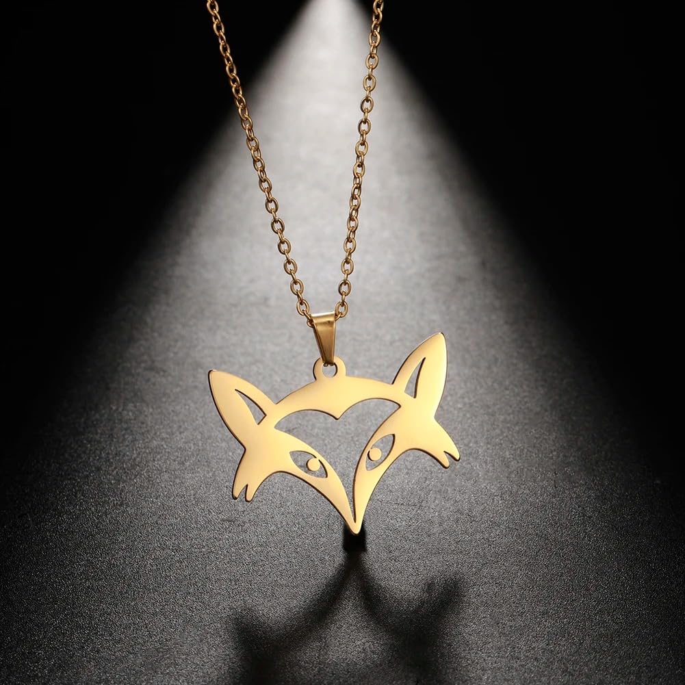 NBYGSC 925 Sterling Silver Fox naszyjnik dla kobiet i mężczyzn, Fox wisiorek naszyjnik Fox Charm zaręczyny, Fox Girl złoty naszyjnik z inicjałami, Fox biżuteria dla kobiet, Therian Jewelry