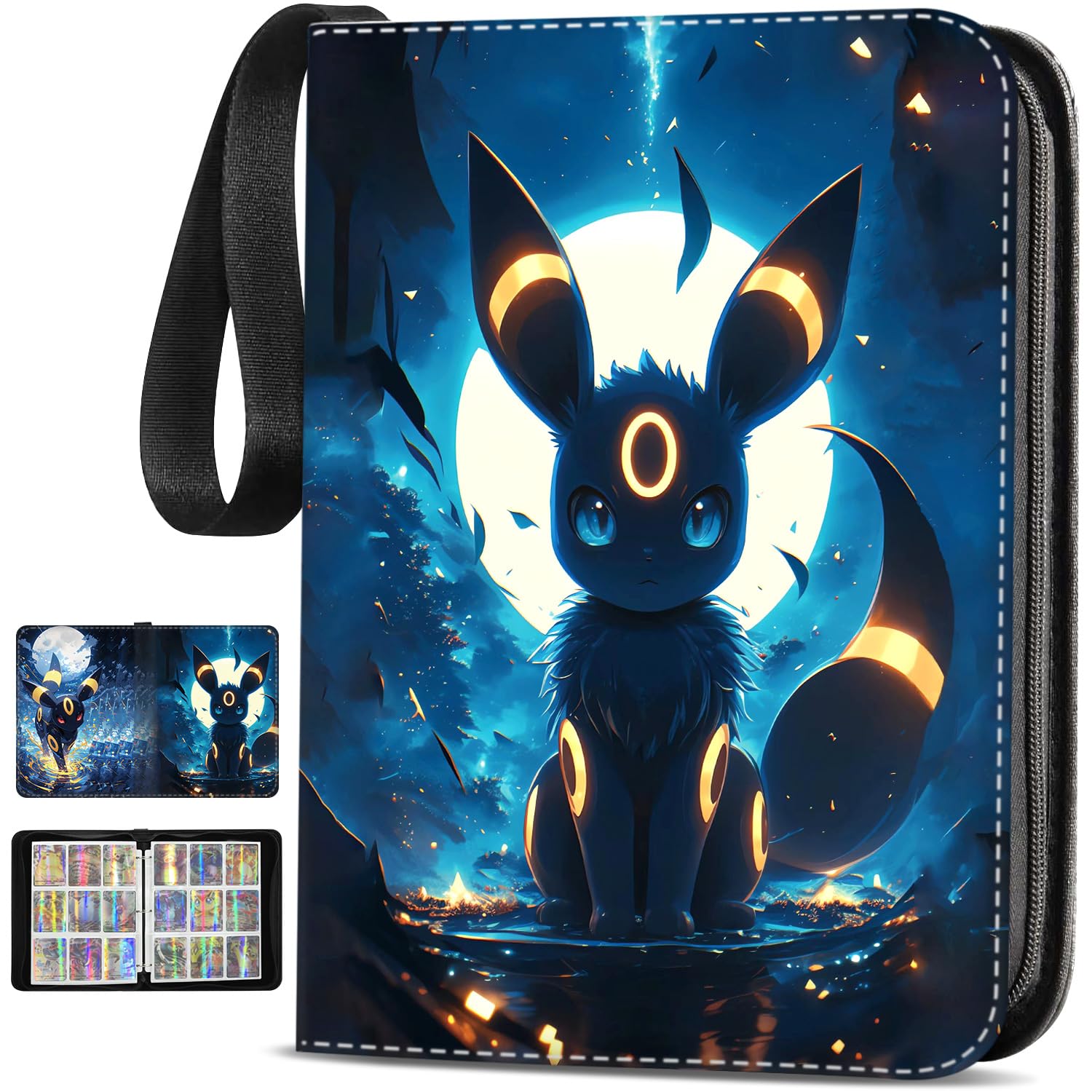 Sammelalbum für Karten, Tragbar PU Sammelkarten Album, 9 Taschen 900 Karten Kapazität Sammelmappe Karten Ordner, Geschenke für Sammler und Kinder, mit 50PCS Abnehmbaren Hüllen.
