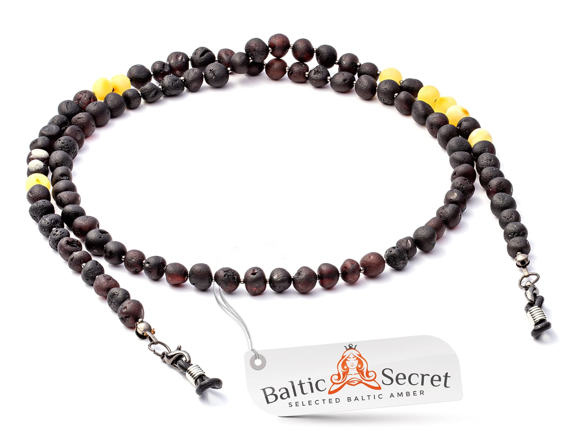 Brillenkette Brillenkette Sonnenbrille Bernstein Halskette Damen Brillenketten & Lanyards Brillenkordel Halsband Maskenhalter Herren Accessoires Baltischer Bernstein Armband Gr. 90, Schwarzer Honig
