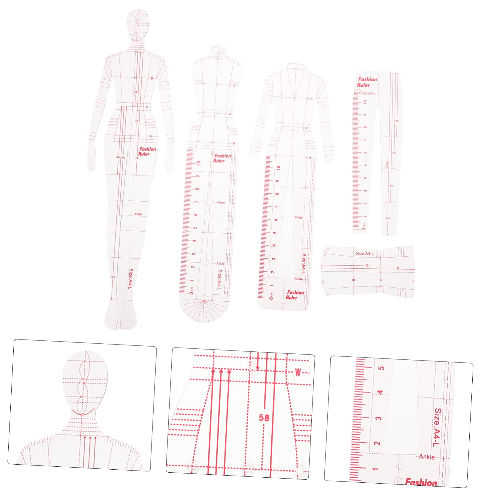 ABOOFAN 3juegos Regla De Medición De Para Diseño De Moda Plantilla De Dibujo Multifuncional Para Sastrería Femenina Herramienta De Costura y Ligera