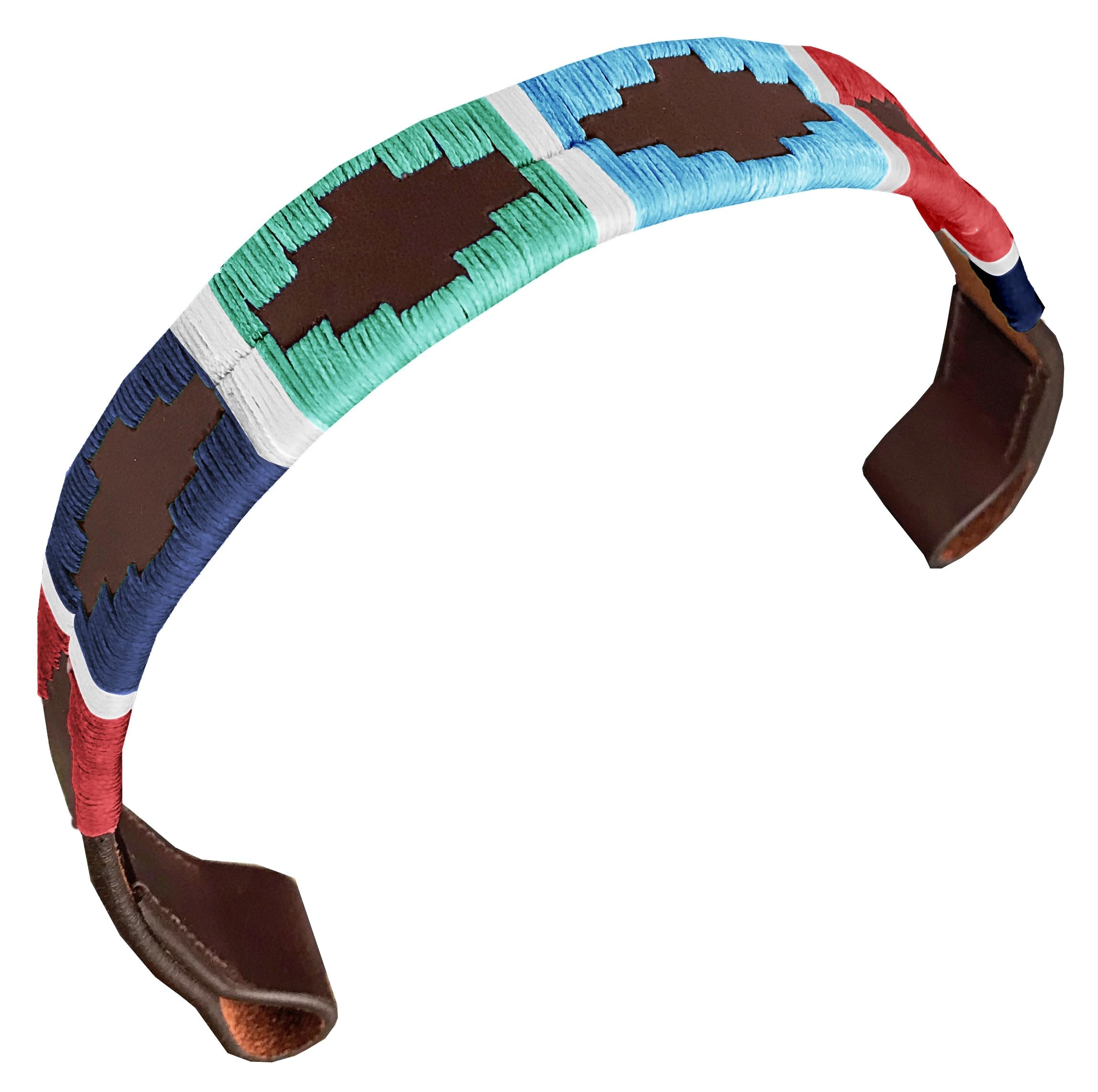 Carlos Diaz Designer Genuine Leather Waxed Embroidered Gaucho Polo Horse Bridle Browband (Cob 15 inches)