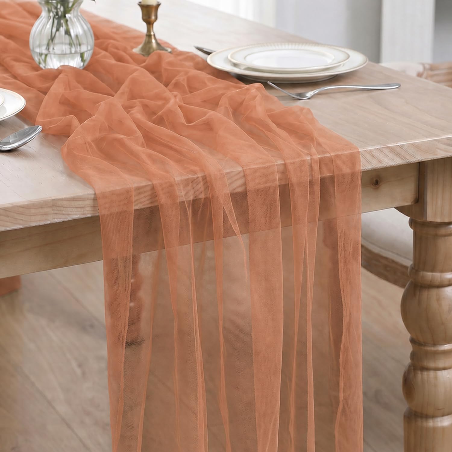 Artoid Mode Terracotta Boho Cheesecloth Gauze Table Runner 70 x 300 cm — image 1