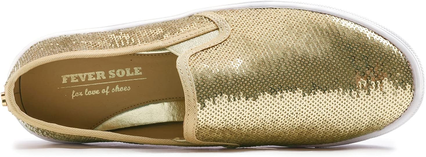 FEVERSOLE Women's Fashion Sparkle Sequin Embellished Sneaker Party Holiday Casual Shoes - Image 5