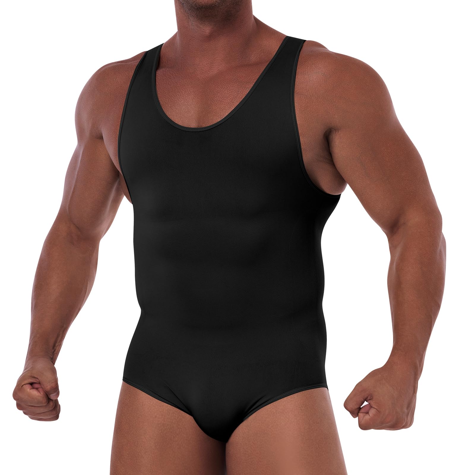 Gleefeat Mens Shapewear Bodysuit Tummy Control Full Body Shaper Compression Undershirt Thigh Slimmer Fajas para Hombres