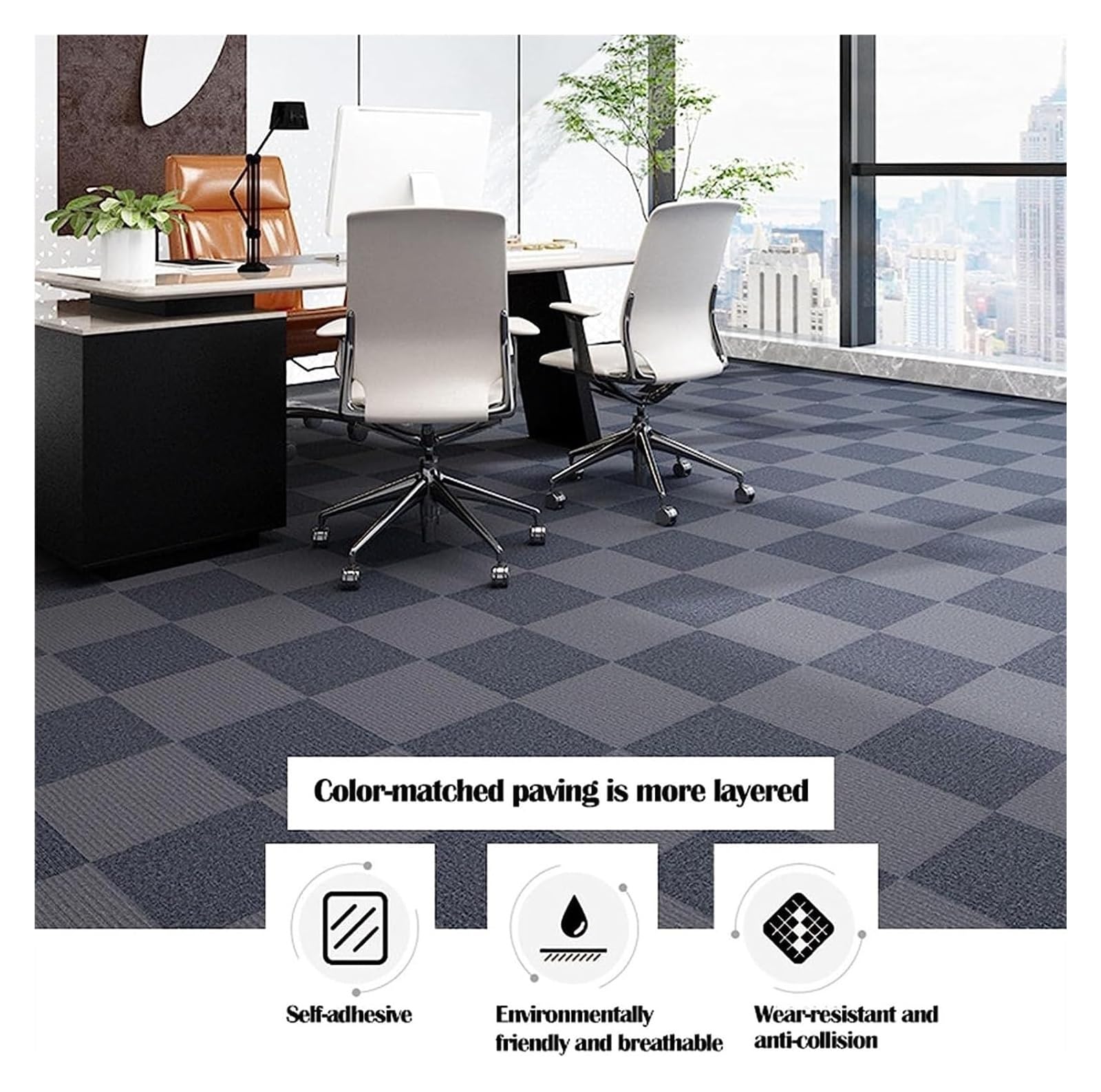 dalles de moquette, Carreaux de moquette carreaux auto-adhésifs(12 * 12in Dark Brown,9pcs)