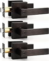 Vista 16 de Probrico Manija de puerta cuadrada resistente con cerradura y llave, manija de puerta de entrada de bronce aceitado para puertas exteriores