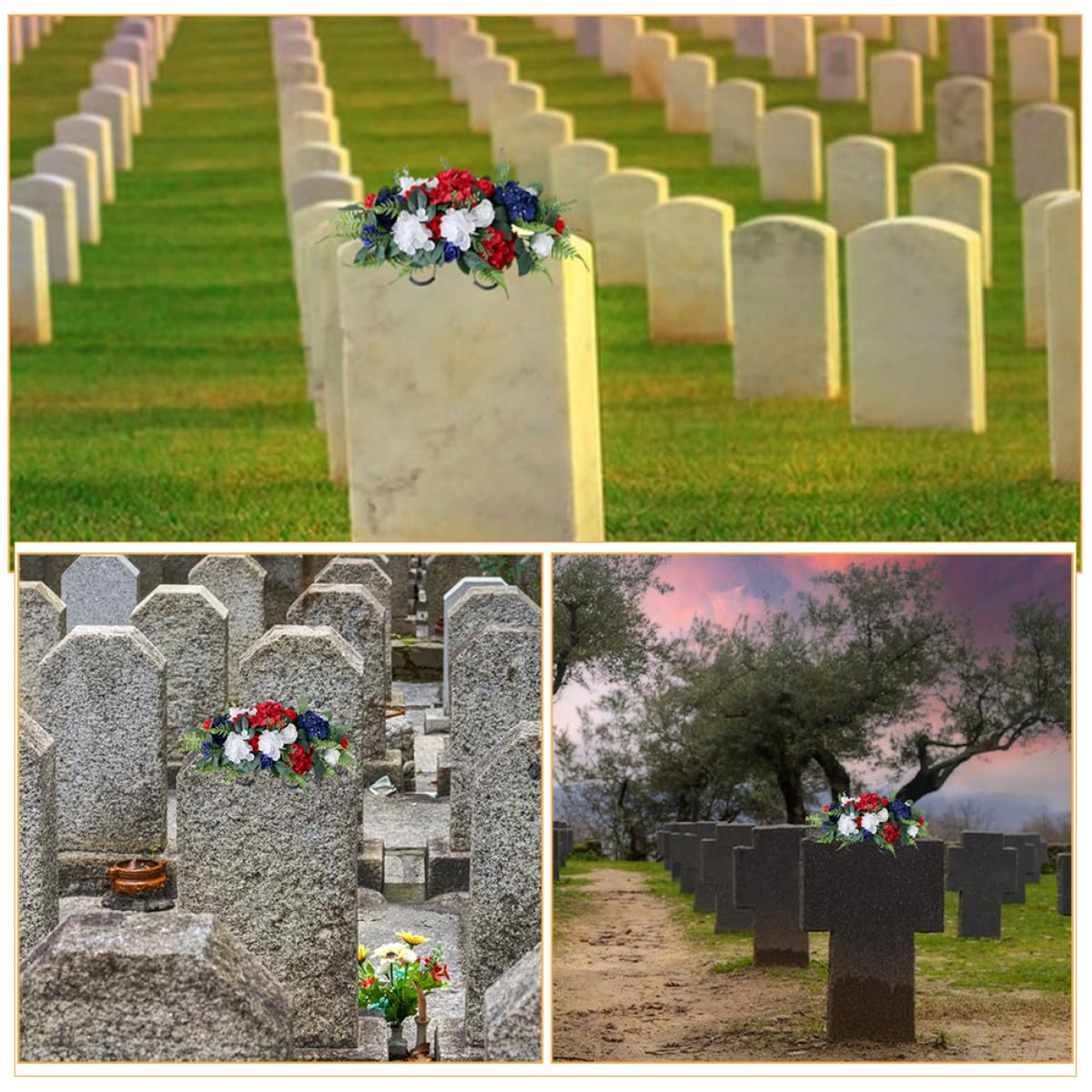 Fleurs Funéraires Artificielles pour Tombe, Décorations Commémoratives