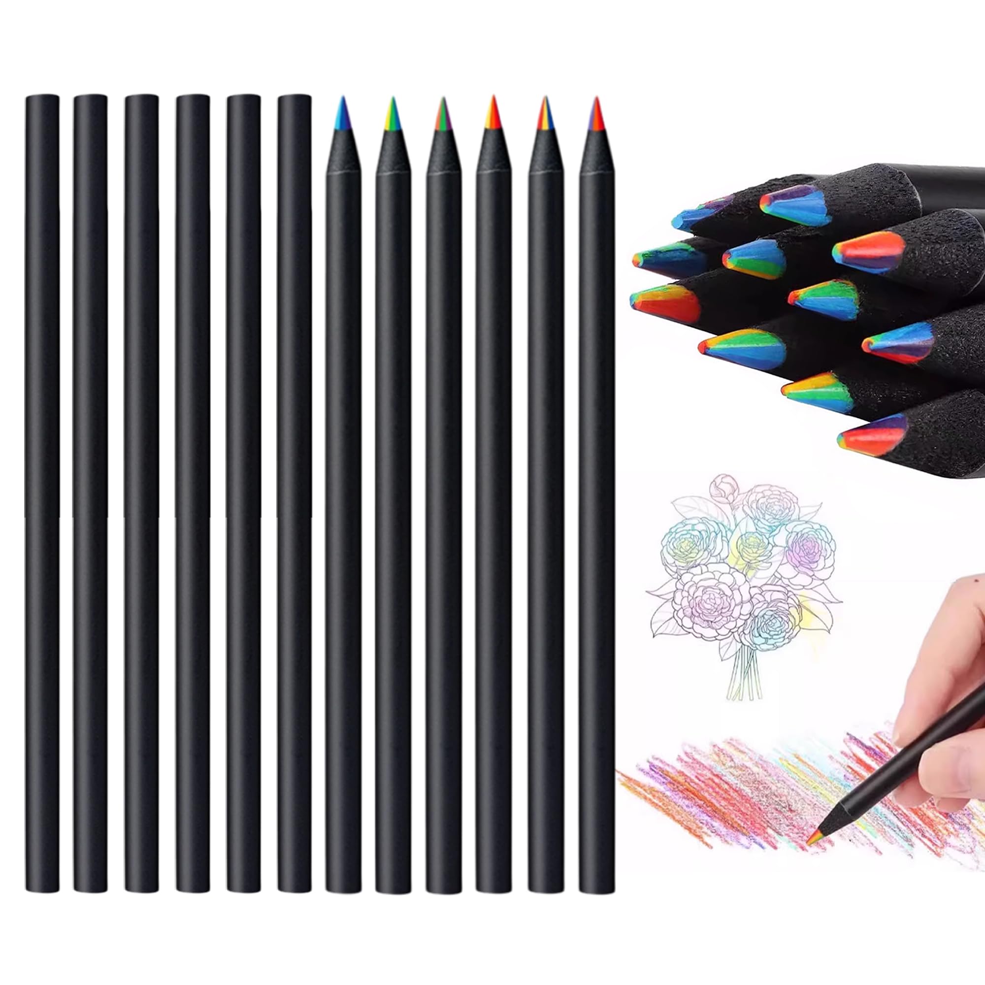 Amazon | DEVENTORZ カラフル 色鉛筆 7色芯 12本セット 鉛筆カラフル