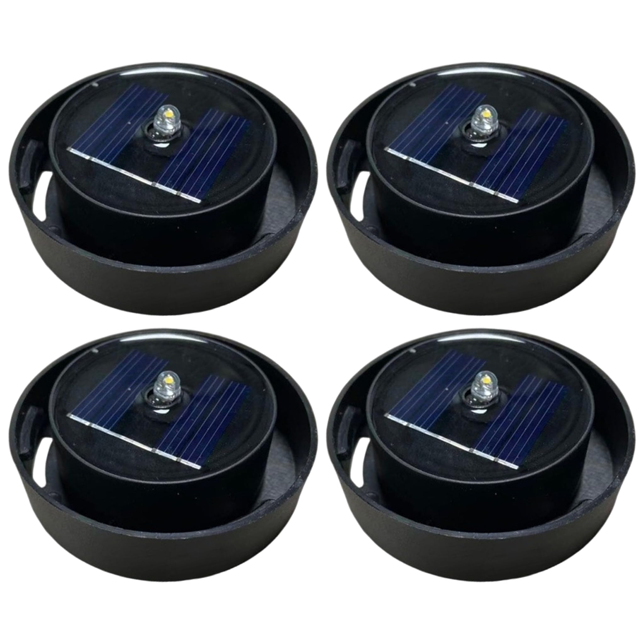 Tsawntd Replacement Solar Light for Lantern, 4PCS Solar Light Replacement Parts LED Battery Box with Switch for Lantern & Garden Lights, Black, 2.5 inch