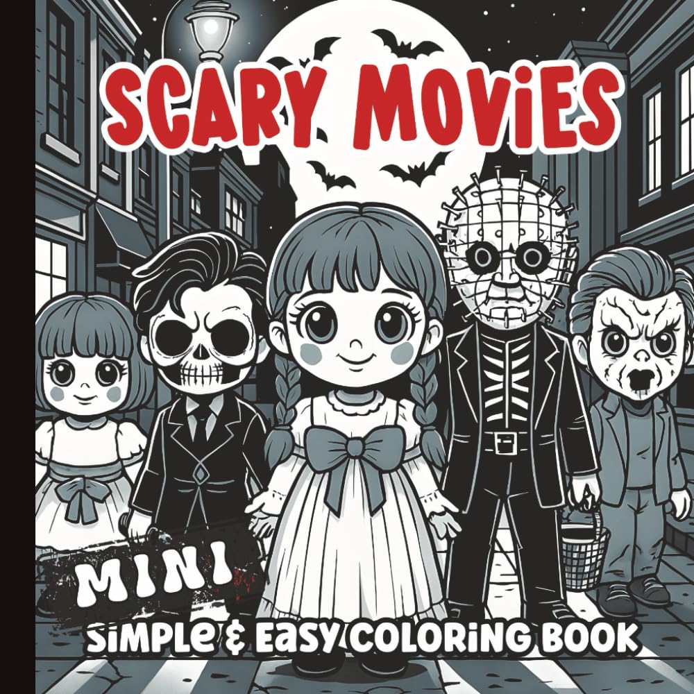 Mini Coloring Book: Cute and Creepy Chibi Coloring Pages | Horror Movie Inspired Illustrations | Pocket Size 6 x 6 inches