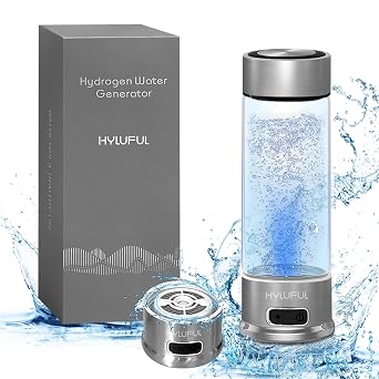 Hydrogen Water Bottle Generator, 1500PPB Hydrogen Water Generator with SPE PEM Technology Rechargeable Portable Hydrogen Water Ionizer Machine for Home, Office420ml
