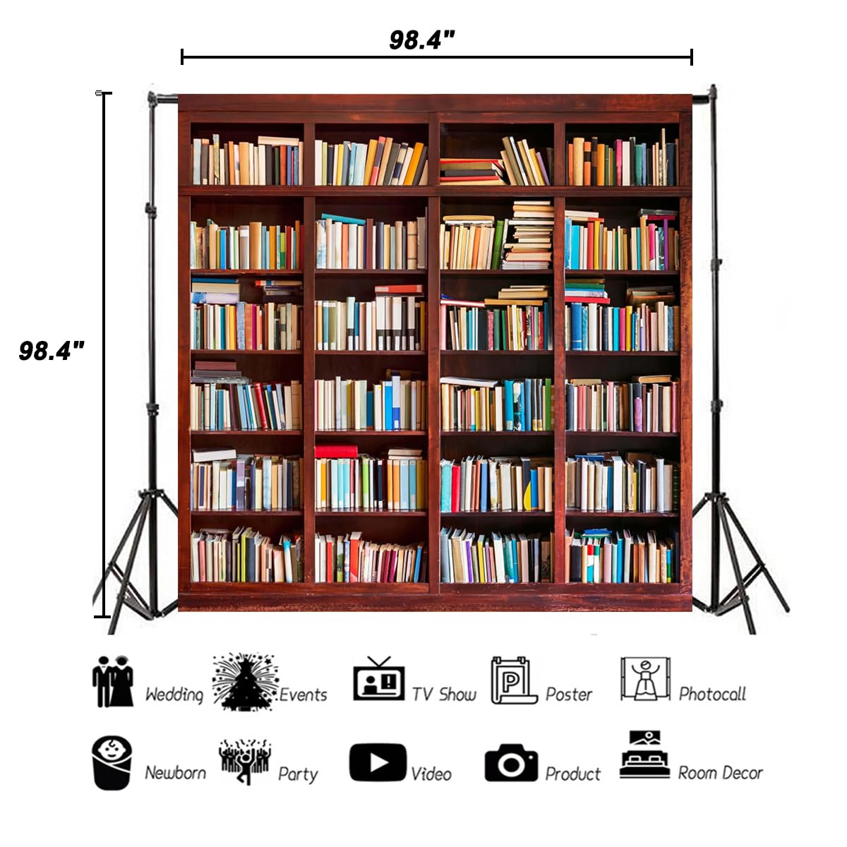 Amazon | AOFOTO 8 x 8フィート 本棚 背景 本棚 写真背景 本