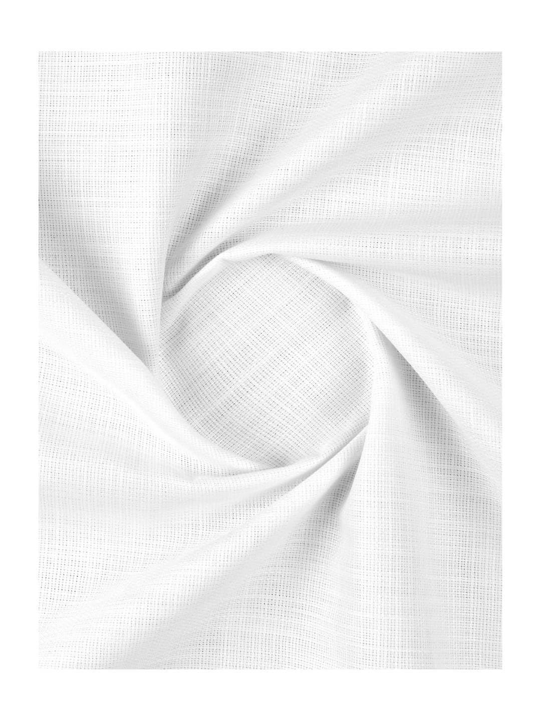 RAMRAJ COTTON Unstitched Cotton Shirting Fabric|Self design Shirting Fabric| 147 cm x 160 cm (White Color|100% Cotton)