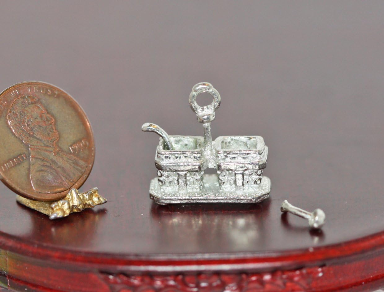 Warwick Miniatures Dollhouse Miniature Sugar & Cream Stand w/ 2 Spoons