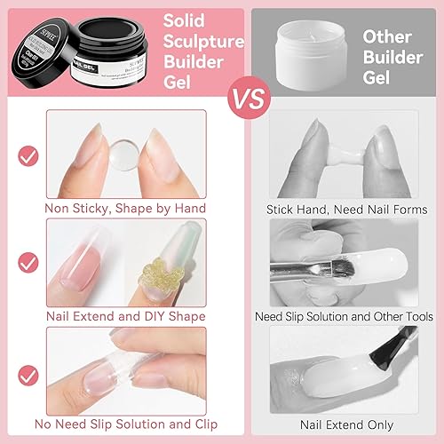 Miniatura 3 de Gel de arte de uñas 3D transparente y blanco, gel sólido constructor para uñas, antiadherente, para escultura de manos, geles duros con doble