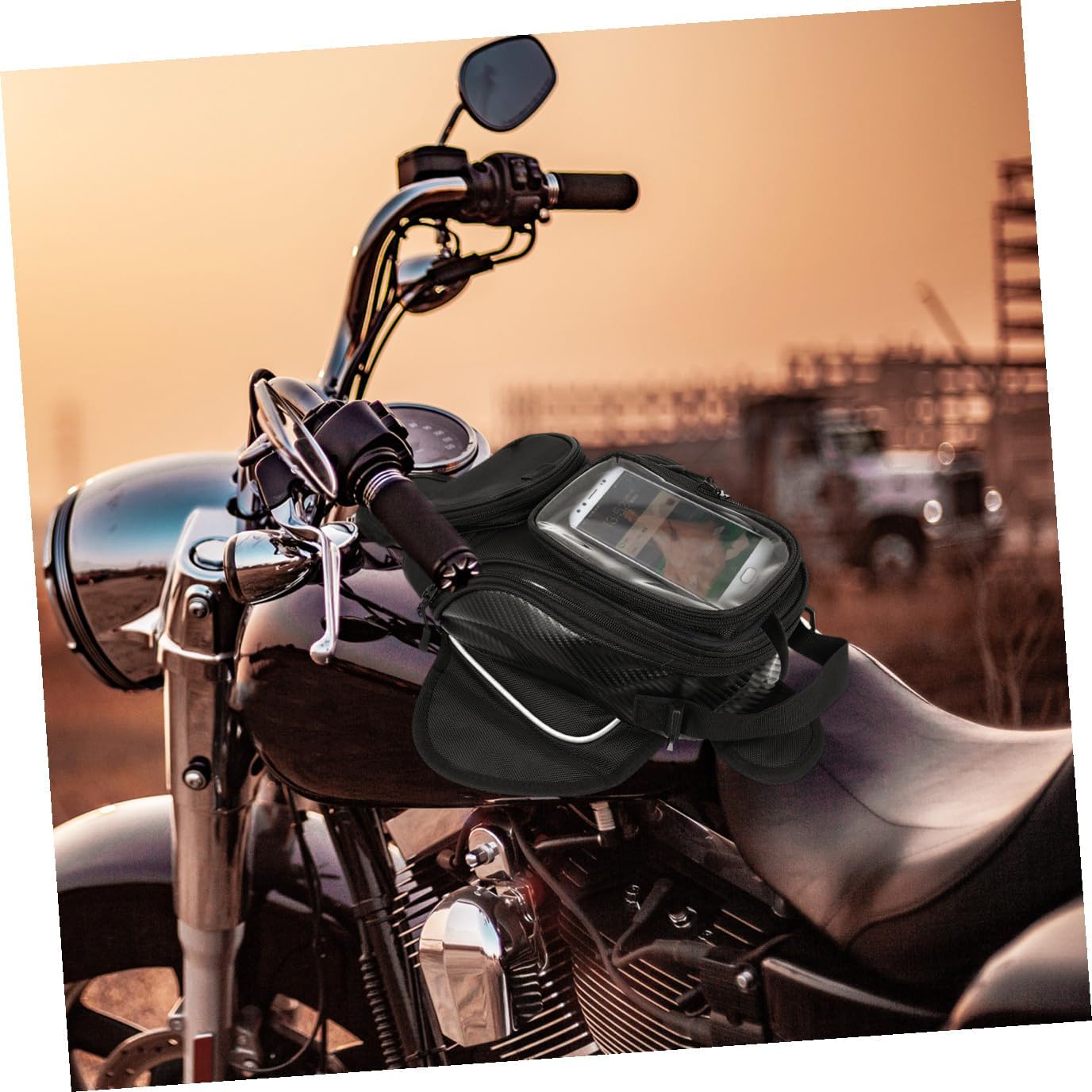 Veemoon Magnetic Waterproof Motorcycle Tank Bag, Motorcycle Pouch Tool Storage, Motorbike Navigation Bag for Outdoor Riding