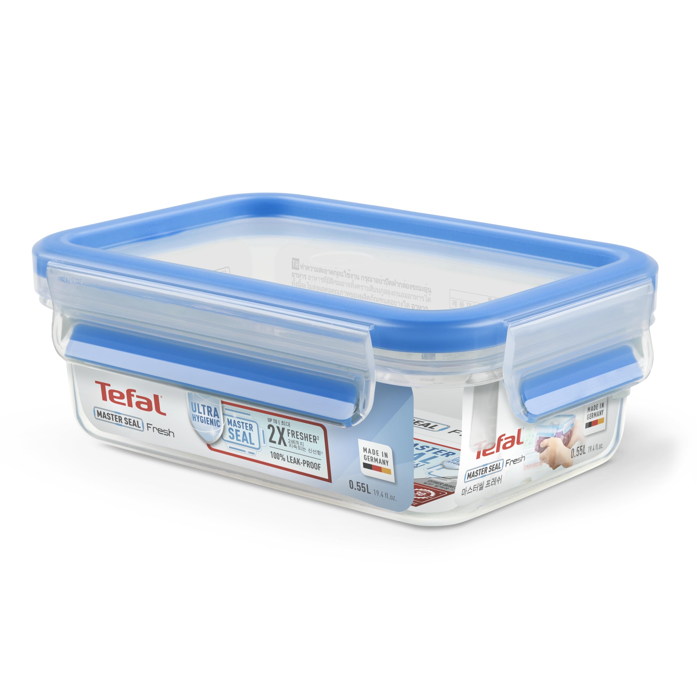 Tefal K3021112 MasterSeal Fresh Box, Plastic Food Storage Container, Keeps Food Fresher for Longer and 100 Percent Leakproof, 0.55 Litre 0.55L Rectangular