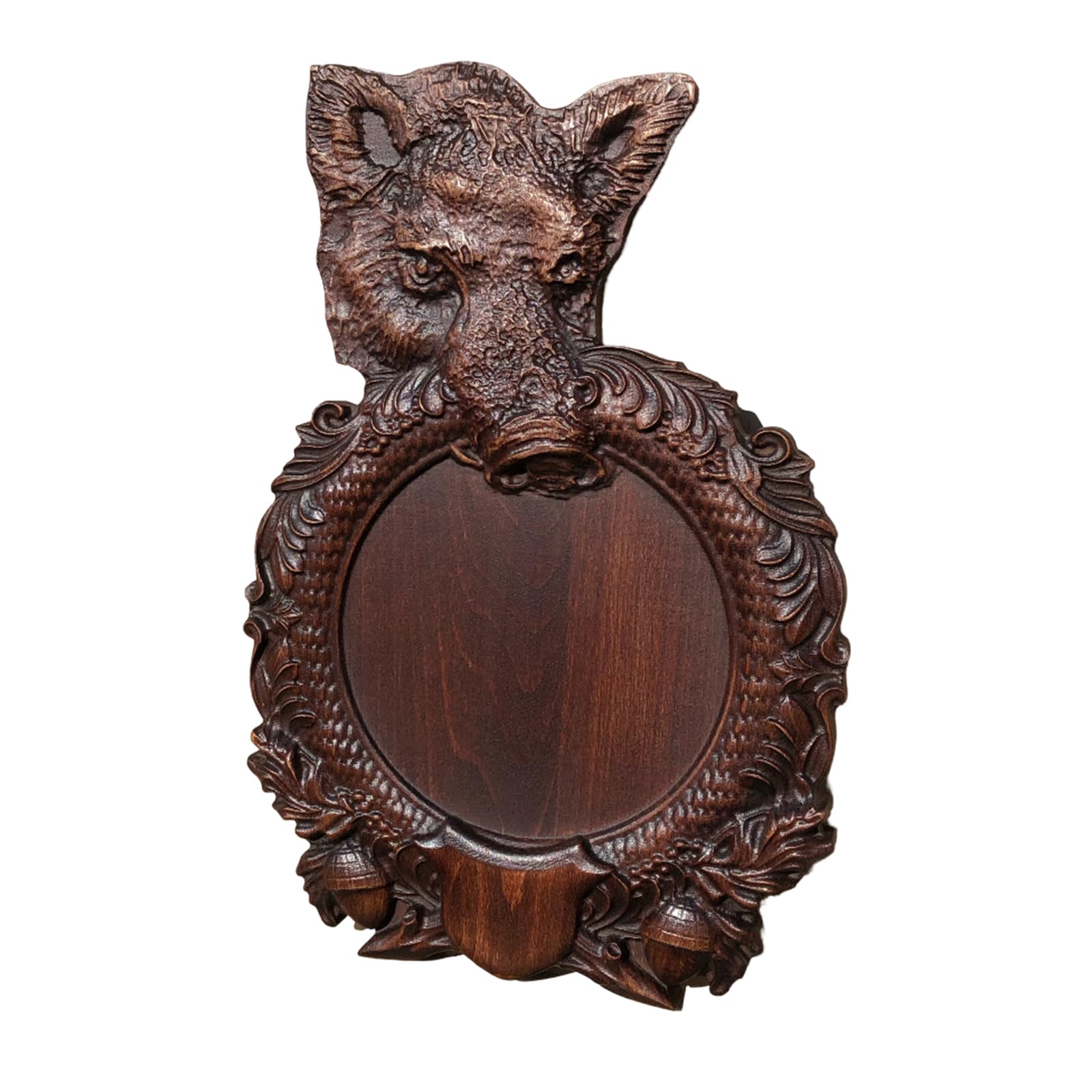 Trophy Shield - Tabla de madera de haya maciza para cazar trofeos de cornamenta como jabalí, ciervo, cabras (KODza) (palisandro)