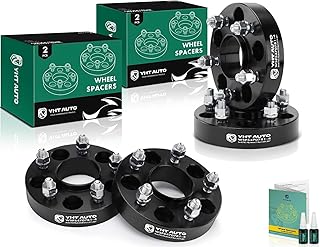 YHTAUTO 5x4.75 Wheel Spacers 1.25 Inch Compatible with Chevrolet, GMC, Buick, Cadillac, Pontiac Models Tire Spacers w/ M12x1.5 & 12.9 Grade Studs, 70.5mm Hub Bore 5 Lug 4PCS Black Wheel Adapter