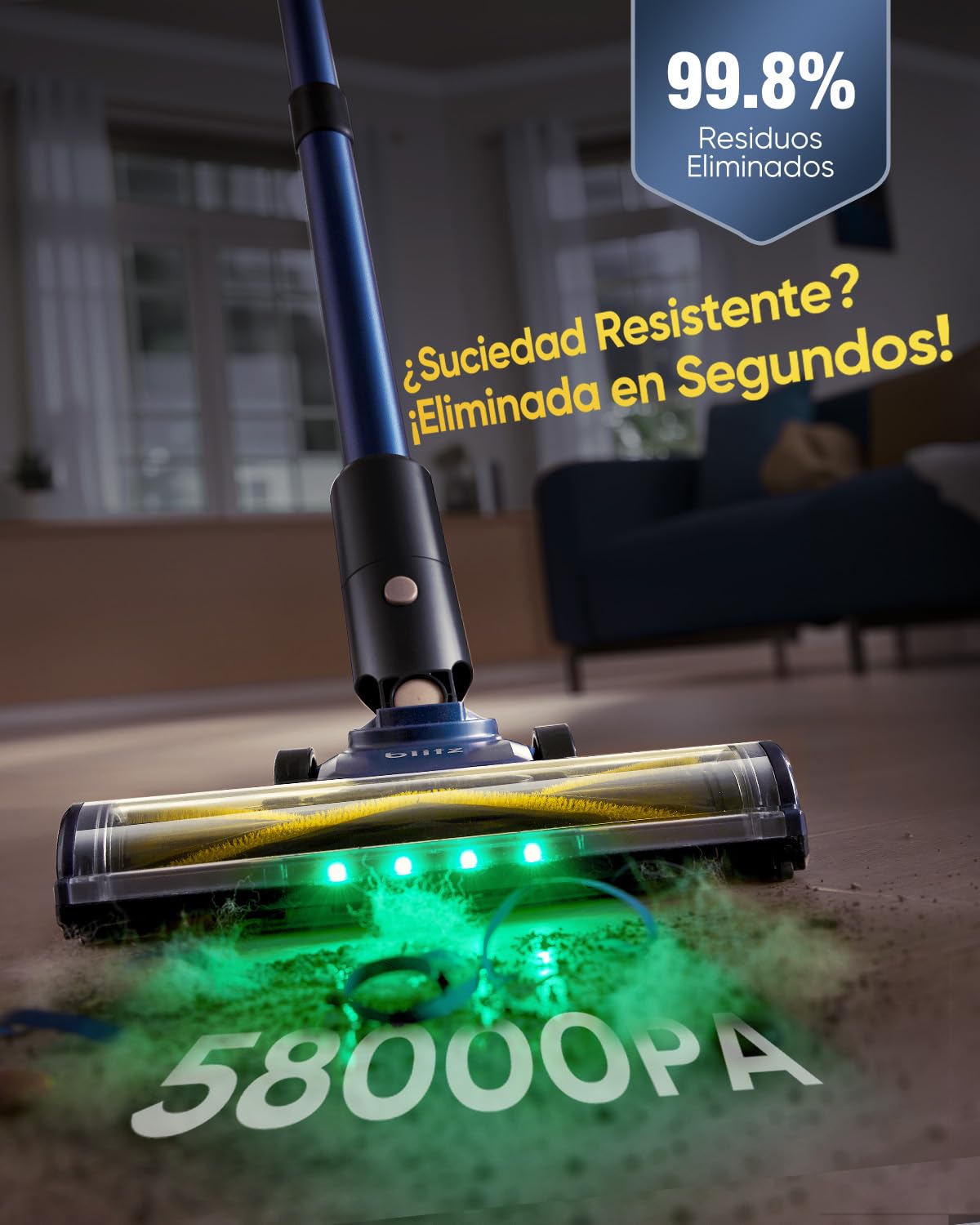 Vexilar Aspiradora sin Cable V12,Potente Succión 58KPa, Aspiradora Antienredos, Autonomía 50 Minutos, Filtración de 5 Etapas,Escoba Aspirador sin Cable para Suelo/Alfombra/Pelo de Mascotas/Coche