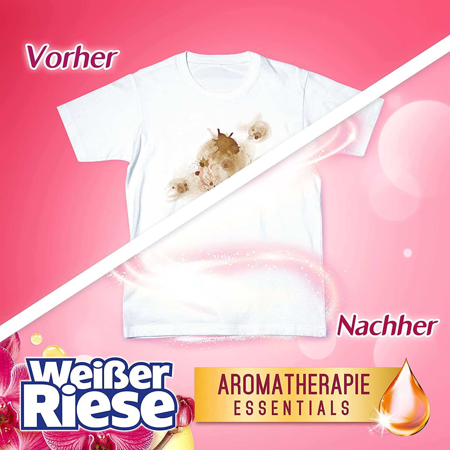 Weißer Riese Color Trio-Caps Aromatherapie Essentials (120 Wäschen), Waschmittel mit Orchidee & Macadamiaöl, Colorwaschmittel mit ätherischen Ölen & intensivem Frische-Effekt