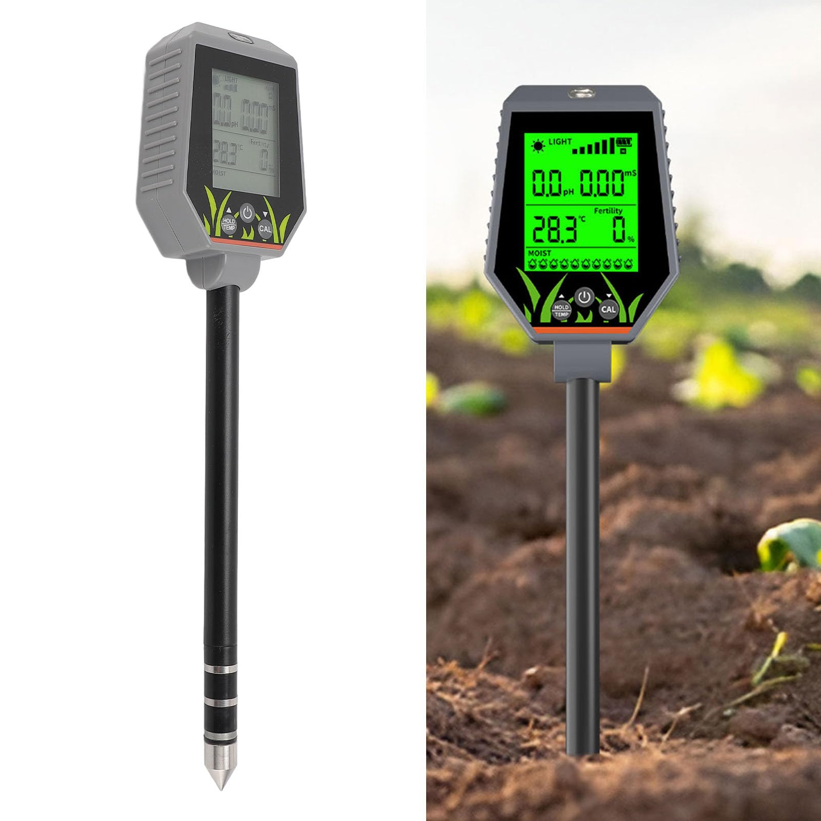 Zestaw Mierników PH Gleby, Temperatura Wilgotności Tester Gleby Cyfrowy Miernik Wilgotności Gleby do Wewnątrz na Zewnątrz Trawnik Ogrodowy Pielęgnacja Roślin