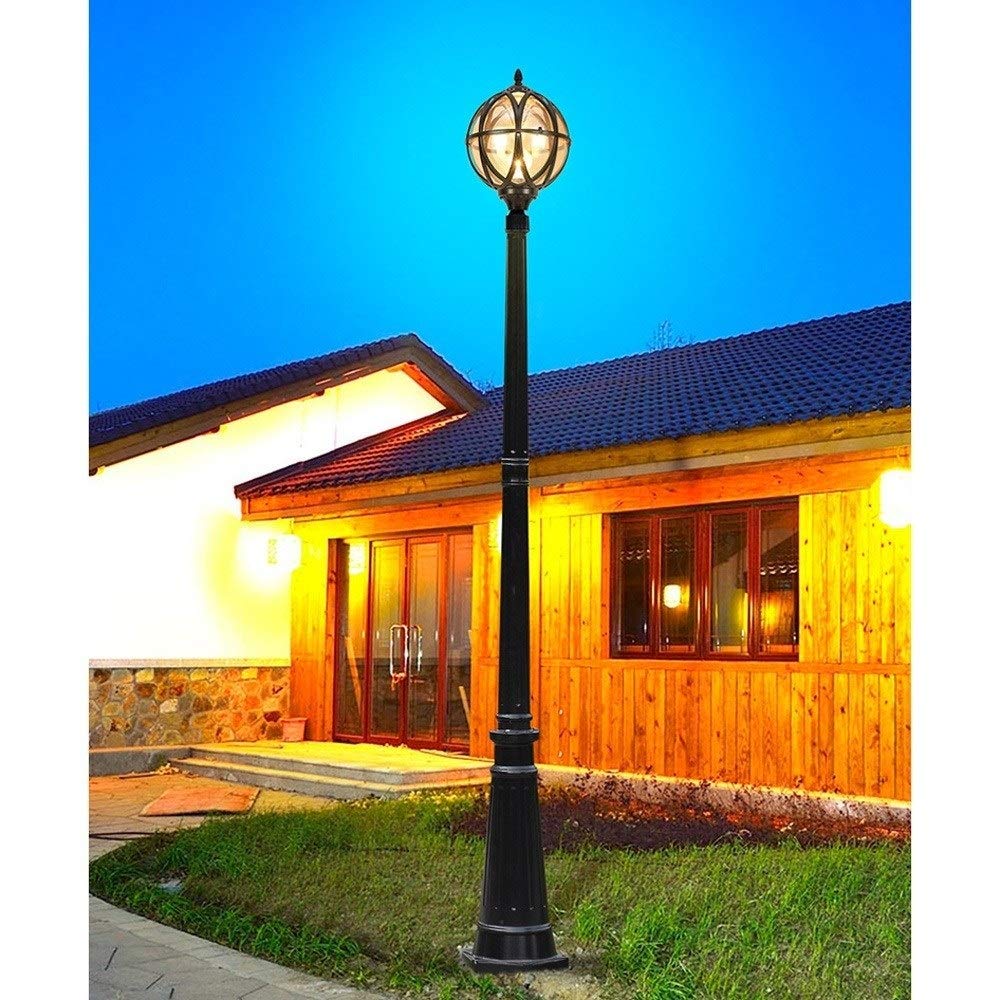 Lampy Słupowe, Ip54, Wysoka Lampa W Kształcie Kuli, Klasyczna Lampa Zewnętrzna, Wodoodporna, Uliczna, Aluminiowa, Odlewana Ciśnieniowo, Szklana, E27, Lampa Słupowa Na Patio, W,Bronze