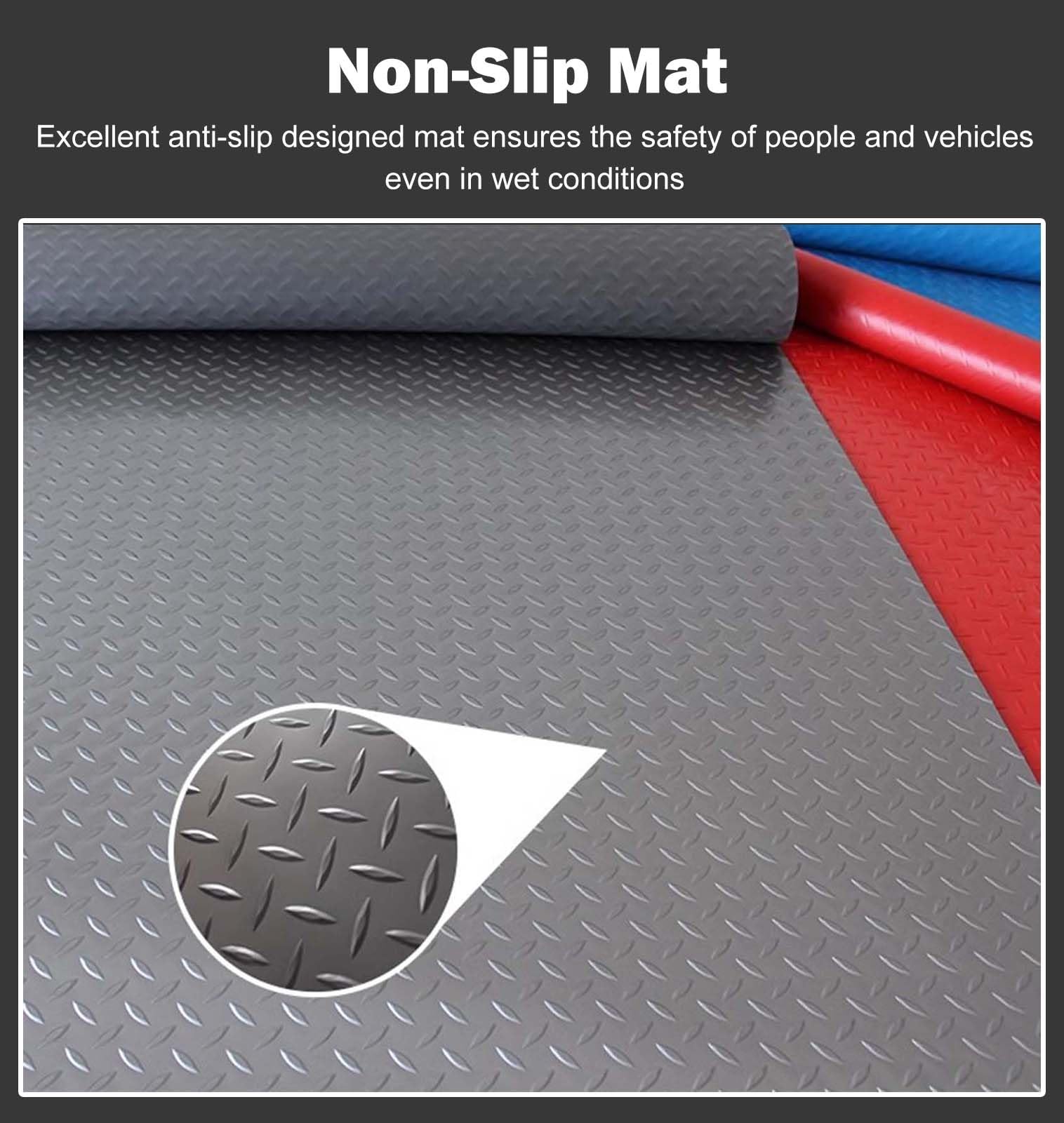 Genérico Alfombrilla Antideslizante e Impermeable para Garaje, con Superficie de Placa diamantada de 2,3 mm de Grosor, Cubierta de Goma Duradera para Taller y Garaje (roja, 1,2 x 6 m / 3,9 x 19,7 pie