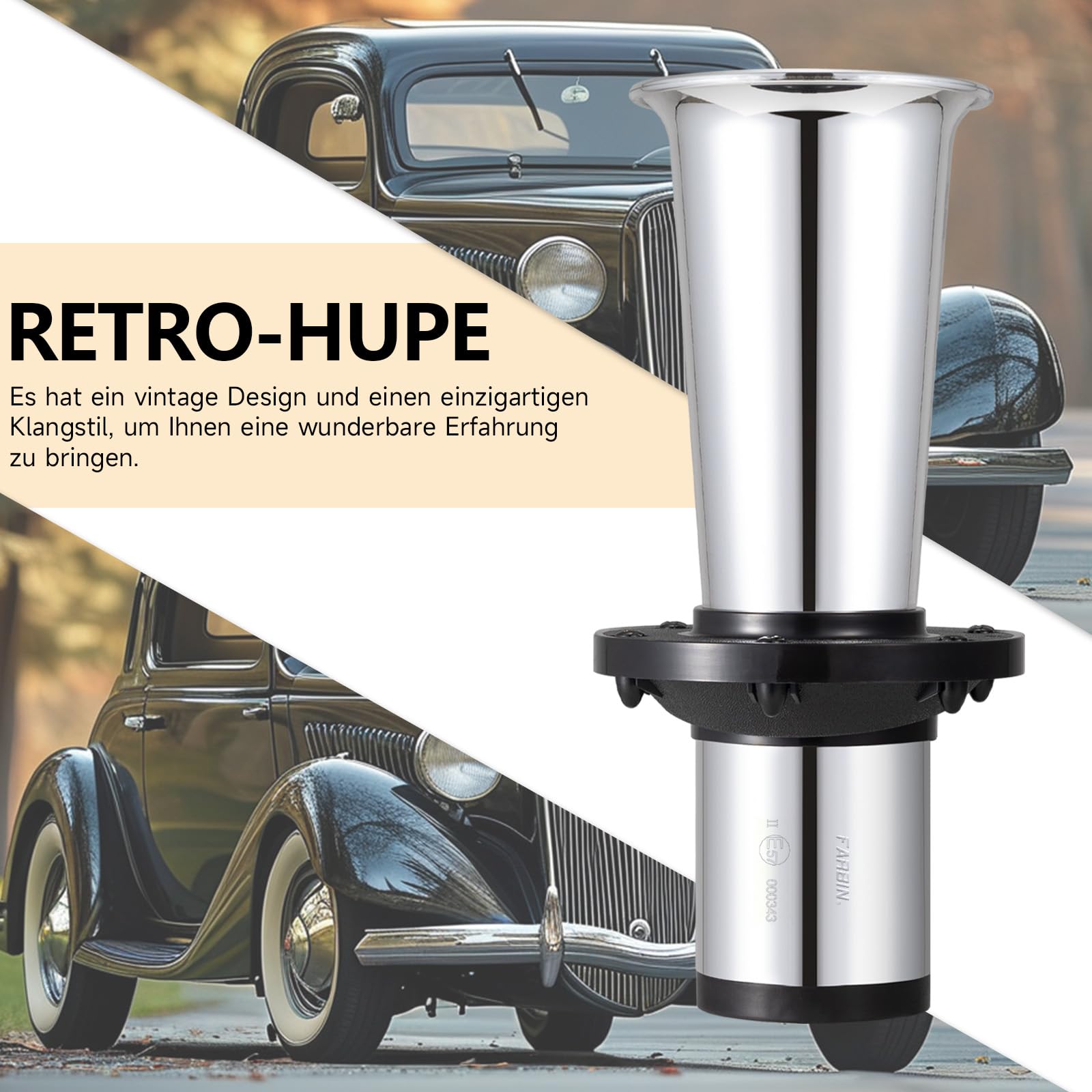 FARBIN Retro Hupe für Auto LKW 12v Ahooga Oldtimer Hupe Signalhorn alte 115dB Klassische Vintage Hupen für Motorrad Antik Old Car