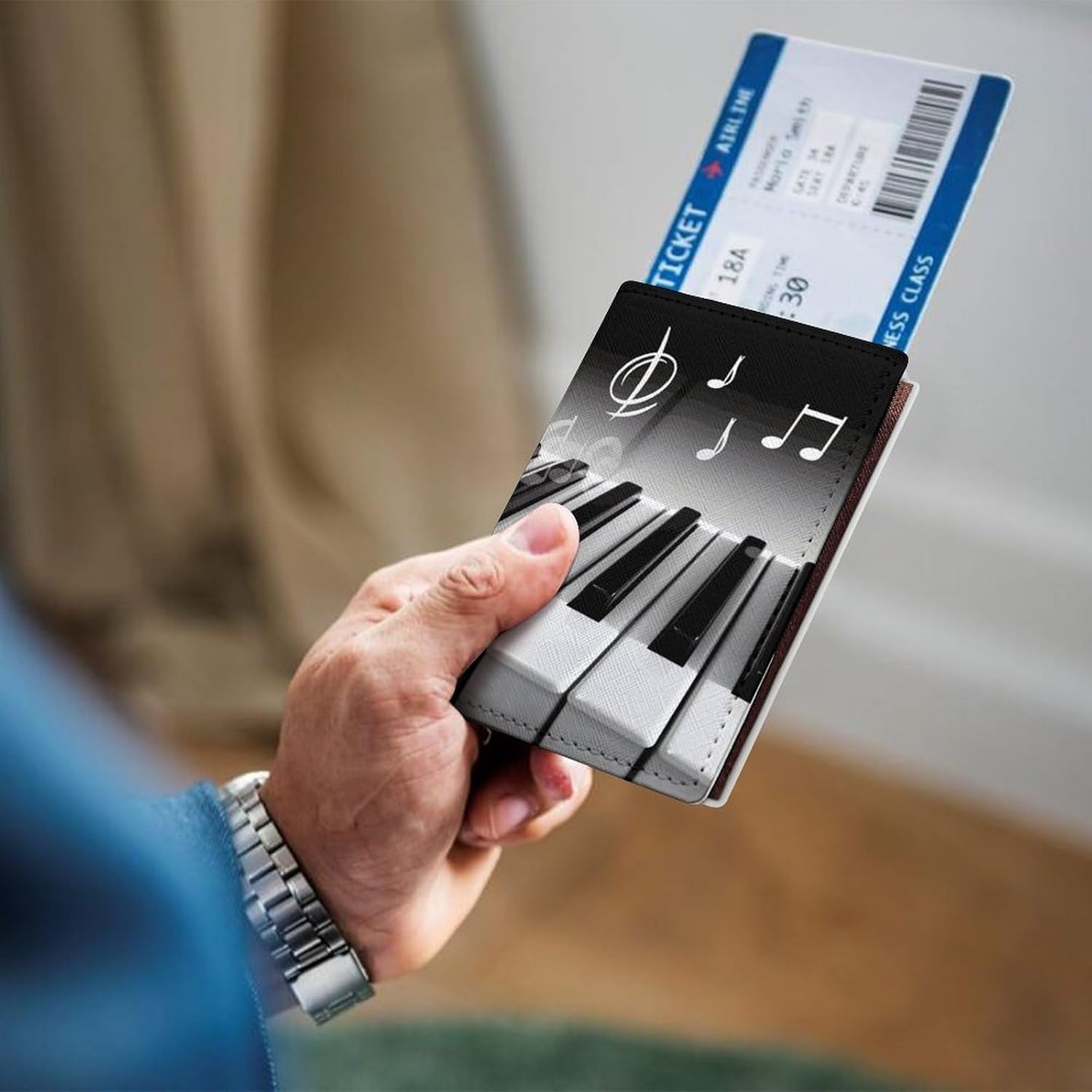Piano Music Symbol Passport Holder Travel Passports Wallet with Card Slot Passport Cover PU Passports Protector image 4