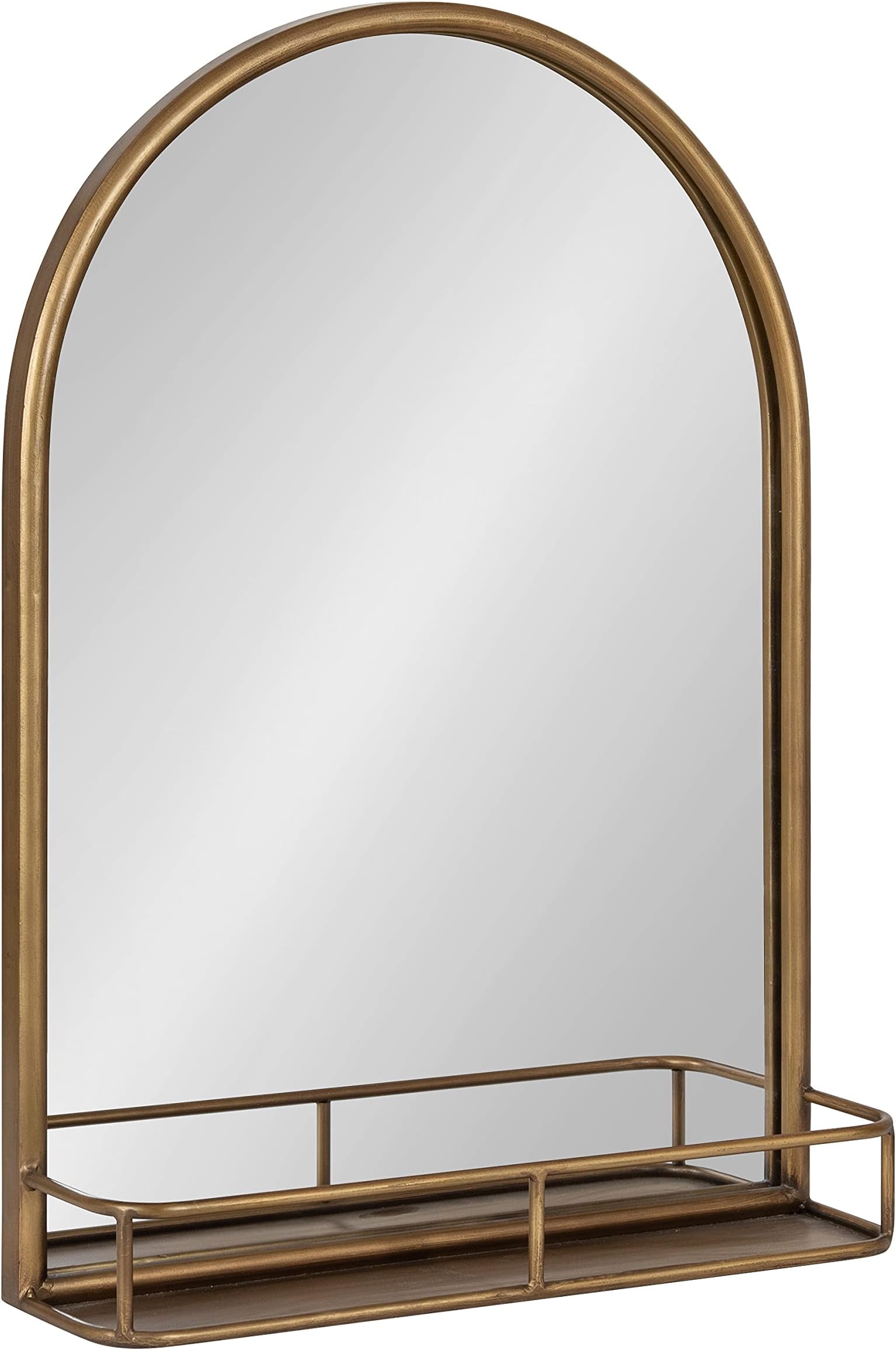 Kate and Laurel Estero Modern Arched Mirror with Shelf, 20 x 28, Gold, Transitional Arch Mirror for Wall